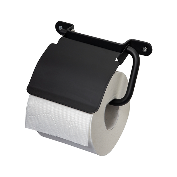 wond Extreem belangrijk Gezichtsveld Haceka Ixi toiletrolhouder met klep mat zwart RVS | Haceka
